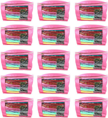 Aadhya Multipurpose Non Woven Saree Covers pack of 15(Pink)