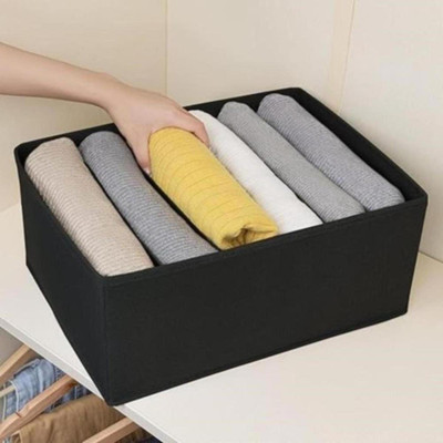 Anany 7 Grid Wardrobe Closet Organizer for Clothes Foldable & Stackable Almirah Drawer Storage Box for Jeans, Sweaters, T-Shirts, Dresses Organizer for Wardrobe & Shelves Set of 1(Black) Anany 7 Grid Wardrobe Closet Organizer for Clothes Foldable & Stackable Almirah Drawer Storage Box for Jeans, Sweaters, T-Shirts, Dresses Organizer for Wardrobe & Shelves Set of 1(Black)