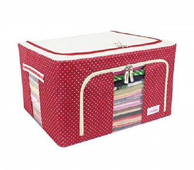 wini krafts Clothes Storage Storage Boxes for Clothes, 55 Litre, Pack of 1, Polka Dots Clothes Storage(Red)