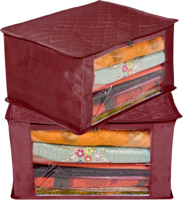 KUBER INDUSTRIES Saree Cover Saree Cover|Zip Closure Saree Storage Bag|9 inch|Pack of 2|Maroon 74KM12646(Maroon)