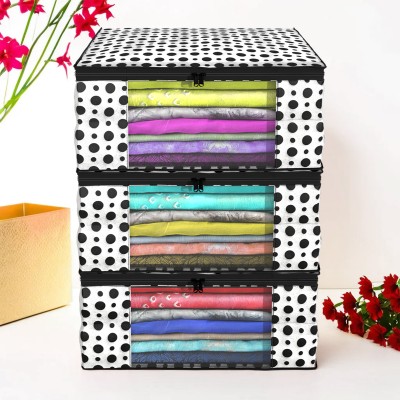 KUBER INDUSTRIES Designer Polka Dots Design 3 Piece Non Woven Fabric Saree Cover/ Clothes Organiser For Wardrobe Set with Transparent Window, Extra Large,(Black & White) -CTKTC38087 CTKTC038087(Black & White) KUBER INDUSTRIES Designer Polka Dots Design 3 Piece Non Woven Fabric Saree Cover/ Clothes Organiser For Wardrobe Set with Transparent Window, Extra Large,(Black & White) -CTKTC38087 CTKTC038087(Black & White)
