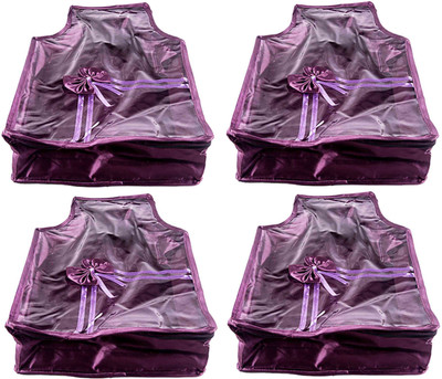FAVISM Designer 4 Inch Height Front Transparent large Blouse Cover - Set of 4 Pcs. Purple00370(Purple)