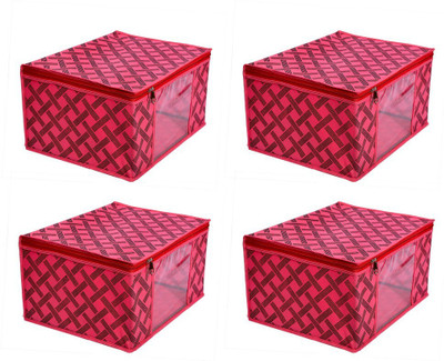 bapu creation 100 gsm Black stripe Maroon Background sari cover packof4(Maroon)