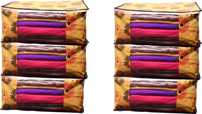 GULAFSHA INDUSTRIES AI_YF_06 Yellow Flower Saree cover Front Transparent Pack of 6 AI_YF_06(Yellow)