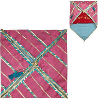 Wrapping Studio Saree Bag Art Silk Saree/Suit Cover – Dual Color Gota Line Design (Rani Pink) WRS-0021-PGLSB-0001(Pink)