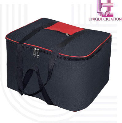 Unique Creation Moisture Proof Nylon Big Underbed Storage Bag Cloth Organiser / Blanket organizer / Cloth Storege Bag with Zip Closure and Handle { Pack of 1 }(Red, Black)