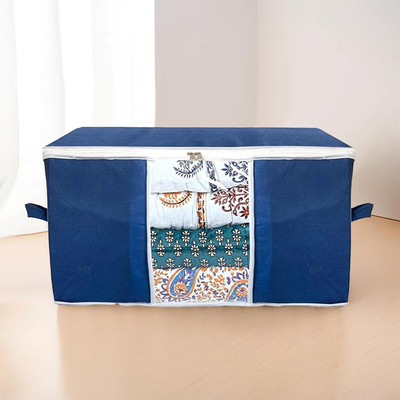 HOMESTIC by Kuber Industries Underbed Storage Bag Underbed Storage Bag|Wardrobe Organizer For clothes|Comforter Cover (Navy Blue) 200000000063702_HT(Blue)