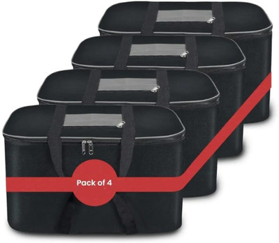 Ryboa Haima Moisture Proof Nylon Multipurpose Rectangular Big Underbed Clothes Storage Bag Organizer Foldable Blanket Cover Side Pocket with Durable Zipper and Strong Handles Set of 4(Black) Ryboa Haima Moisture Proof Nylon Multipurpose Rectangular Big Underbed Clothes Storage Bag Organizer Foldable Blanket Cover Side Pocket with Durable Zipper and Strong Handles Set of 4(Black)