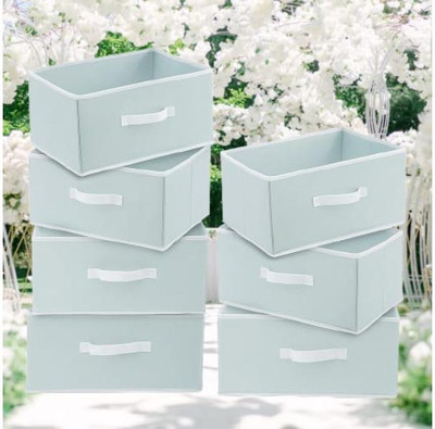 Ar Star Gold Foldable Fabric Storage Box Without Lid | Multipurpose Closet & Wardrobe Organizer for Clothes, Sarees, Toys, Shoes, Towels & Daily Essentials | Collapsible Basket with Handle Combo of 7(Grey)