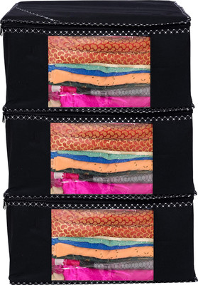 Ankit International Designer Non Woven Saree Cover Set Of 3 AMIT012(Black)