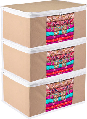 AMIRA INDUSTRIES Saree Cover Plain White Border Saree Cover|Zip Saree Bag|9 inch|Pack Gula_aug_51(Brown)