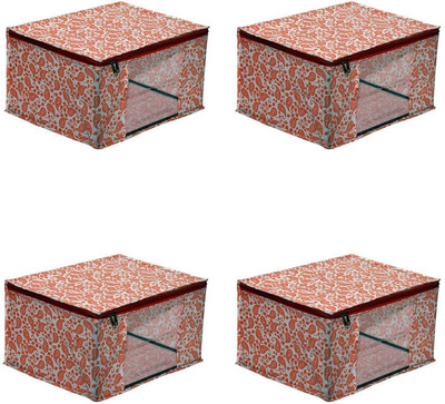 bapu creation 100 gsm orange keri design sari cover packof4(Orange)