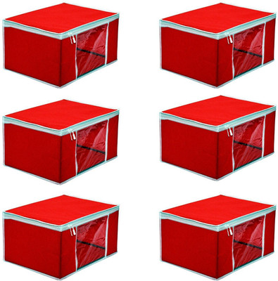 bapu creation 80 gsm solid red color sari cover packof6(Red)