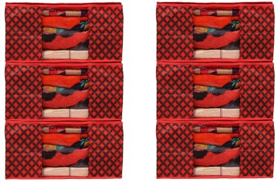 Jewar Mandi Sarees, Lehenga, Suit, Dress, & Accessories Non-Woven Garment Saree Covers/Clothes Storage Bag/Wardrobe Closet Organizer 1004c(Red)