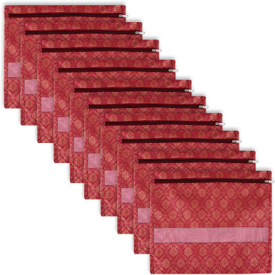 KUBER INDUSTRIES Saree Cover Non-Woven Golden-Print Single Saree Clothes Bags|Pack of 10|Maroon 84KM17756(Maroon)