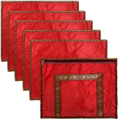 KUBER INDUSTRIES Saree Cover U Gota Lace Design Zip Closure Saree Cover|Single Packing Bag|Pack of 6|Maroon 73KM12067(Maroon)