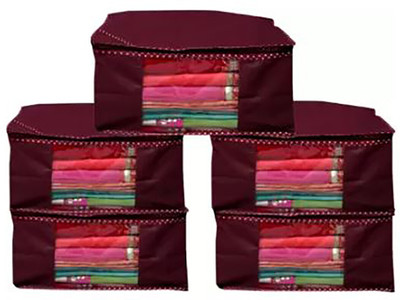 AMIRA INDUSTRIES garment cover Pack of 5 Saree cover/Travel Bag/Non Woven fabric useful for Cotton Laundry Bag(Maroon)