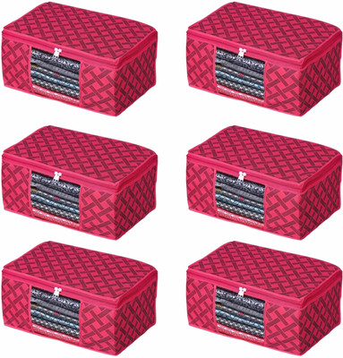 Ankit International Saree Cover High-Quality Fancy Saree Cover Storage Bag For Wardrobe Organizer Garments Storage bags-Big in size checkered Printed saree covers Pack of 6(Red)