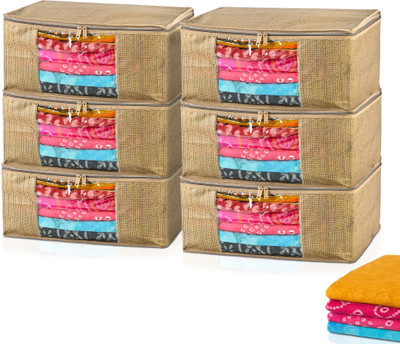 KUBER INDUSTRIES Saree Cover 6 Pcs Non Woven 9 Inch Saree Covers for Storage| Lining - Golden 121KM47642(Golden)