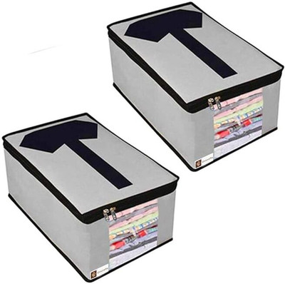 wini krafts 2 Storage Organizers,Shirts Organizer and Clothing Box For Closet Clothes Set Of 2 2(Grey, Beige)