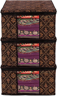 BB BACKBENCHERS High Quality Large Saree Cover With Double Zipper | Wardrobe Bag | Saree Cover Closet Organizer / Saree Bags For Wardrobe Organizer Clothes Premium Clothes Cover (Wedding Collection Gift) Garment Cover Pack of 03 F7773_SC_Large_82463998(Brown)