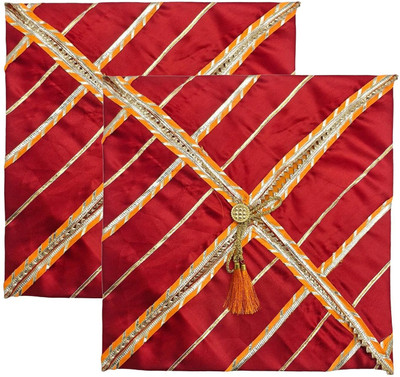 Wrapping Studio Saree Bag Silk Saree/Suit Cover Dual Colour Gota Line Design | Red (Set of 2) WRS-0021-RLSB-0002(Red)