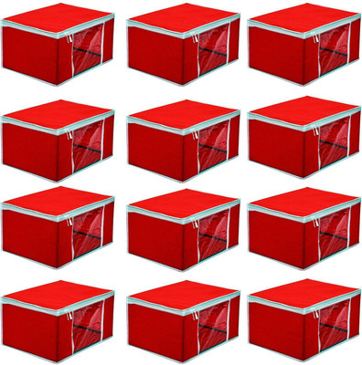 bapu creation 80 gsm solid red color sari cover packof12(Red)
