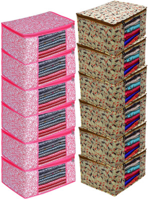 adhira creations 12 Pieces Non Woven 90 GSM Best Quality Saree Covers/ Saree bags Dual Zipper Transparent window Storage organizer/ Storage Boxes High Quality Wardrobe Organizer, garment Cover, Cloth Covers(Pink, Beige) adhira creations 12 Pieces Non Woven 90 GSM Best Quality Saree Covers/ Saree bags Dual Zipper Transparent window Storage organizer/ Storage Boxes High Quality Wardrobe Organizer, garment Cover, Cloth Covers(Pink, Beige)