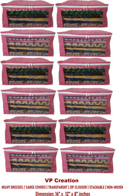 VP Creation Heavy Non-Woven Cloth Storage Bag | Multipurpose Stackable Wardrobe Organiser | Marriage Travel Organiser | Gifting | Saree, Heavy Dresses Cover | Transparent Front side with Multi-colour 12 Pcs Set Value For Money(Pink) VP Creation Heavy Non-Woven Cloth Storage Bag | Multipurpose Stackable Wardrobe Organiser | Marriage Travel Organiser | Gifting | Saree, Heavy Dresses Cover | Transparent Front side with Multi-colour 12 Pcs Set Value For Money(Pink)