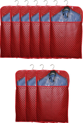 GULAFSHA INDUSTRIES Front Transparent 2 in 1 Saree and Coat Covers Non Woven Suit/Coat/Blazer/Saree Covers Pack of 9(Red)