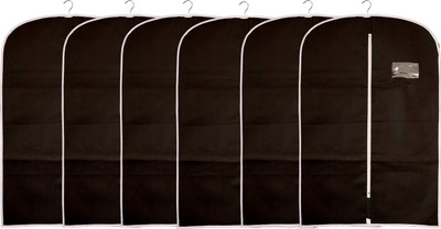 CHAMPARAN Stylish Durable Water Resistant and Tear Resistant Non Woven Coat Covers/Suit Covers/Garment Bags Set of 6(Black)