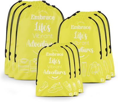KUBER INDUSTRIES Storage Bag Cloth Storage Combo Set for Travel Laundry Clothing|S M L|Pack of 9|Yellow Cloth Storage(Yellow)