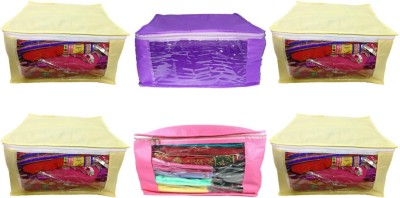 Aadhya Multipurpose Combo Of Non Woven Saree Cover pack of 6(Multicolor)