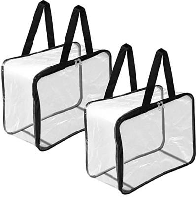 AgrohA 40x32x22 CM - 2 Pack Multipurpose Transparent Storage Bag for Clothes PVC Packing Organizer 2(Clear)