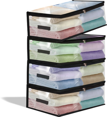 TAKIVA Multipurpose Transparent Storage Bag for Clothes (Pack of 4), Cloth Organizer Garment Cover, PVC Packing storage box(Transparent, Pack of 4)