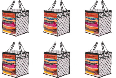 House of Common Polka Dot Xl Non- Woven Saree Cover With Full Size Transparent Window Set Of 6(Multicolor)
