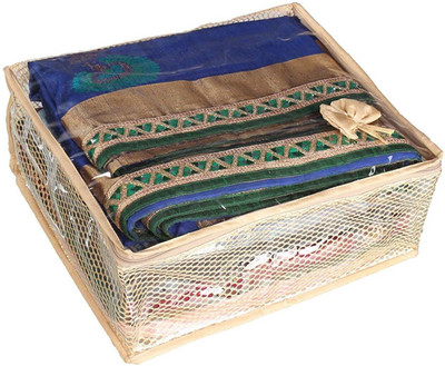 Srajanaa 1 Non Breakable High Quality PVC Material Beige Multi Saree Utility Box - Upto 15 Pc Srajanaa-233(Beige)