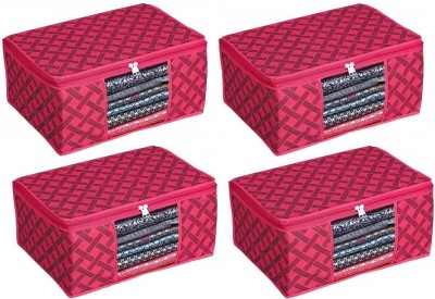 House of Common Cr Designer Multi Combo Non Woven fabric saree cover/Wardrobe Organizer Set Of 4(Red, Black)