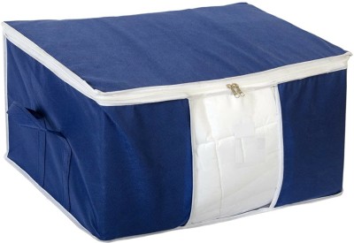 SH NASIMA 01 Non Woven 1 Pieces Underbed Storage Bag , Cloth Organiser, Blanket Cover with Transparent Window (N Blue)(N Blue)