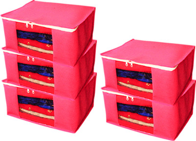 Aadhya Designer Large Non Woven 5 SAREECOVERS d(Pink)