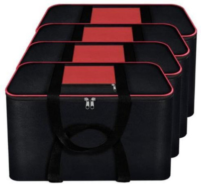 Stowcraft Non-Woven Moisture Proof Big Underbed Storage Bag For Multi Purpose Use Foldable Blanket Storage Bag, Cloth Storage Organizer, Blanket Cover with Zipper Front Pocket and Handles Set of 4(Black mix Red) Stowcraft Non-Woven Moisture Proof Big Underbed Storage Bag For Multi Purpose Use Foldable Blanket Storage Bag, Cloth Storage Organizer, Blanket Cover with Zipper Front Pocket and Handles Set of 4(Black mix Red)