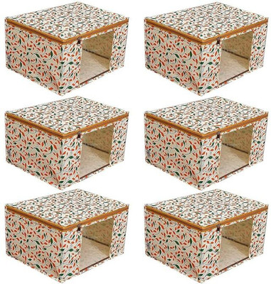 MADHVAN SAREE COVER Printed Non Woven Fabric Saree Cover/Clothes Organiser For Wardrobe Set YELLOW5(Yellow)