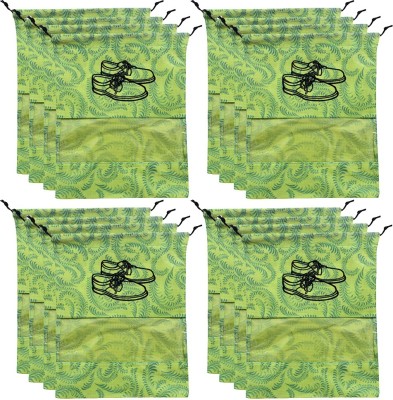 Ganpati Bags LEAF DESIGN 16 Piece Non Woven Travel Shoe cover, String Bag Oraganiser GB-3029(Green)