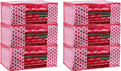 BB BACKBENCHERS High Quality Large Saree Cover With Double Zipper | Wardrobe Bag | Saree Cover Closet Organizer / Saree Bags For Wardrobe Organizer Clothes Premium Clothes Cover (Wedding Collection Gift) Garment Cover Pack of 06 F7773_SC_Large_82463917(Pink)