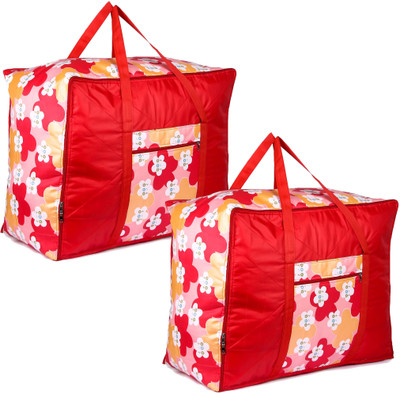Peafowl Blanket Cover / Multipurpose Cover Double Bed Blanket Bag Cover/Saree Bag/Household Storage Bag Pack of 2 2RedFlowerblnkt(Multicolor)