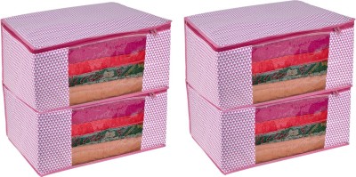 Harvik International Saree Cover Garment Cover Printed, Non-Woven Saree Cover/Organizer With Transparent Window AI104(Pink)