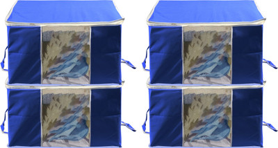 CHAMPARAN Stylish Tear Resistant Non Woven King Size/Jumbo Blanket Cover for double bed Pack of 4(Blue)