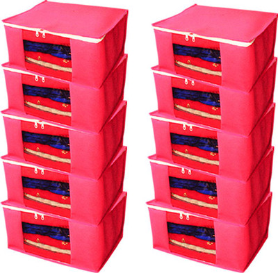 Aadhya Multipurpose Non Woven Saree Cover pack of 10_d(Pink)