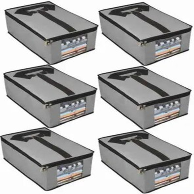 PETALS CASE ORGANIZER PC-GREY SHIRT COVER|PACK OF 6|CLOSET ORGANIZER STORAGE BAG|SHIRT STACKER(Grey)