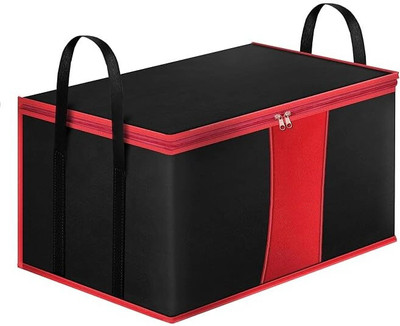 Arihant Collection Set of 1 Large Foldable Storage Bag for Clothes & Sarees Durable Non Woven Fabric with Dual Zippers & Carry Handles Multipurpose Organizer Blanket Storage Bag for Wardrobe, Travel & Home(Red mix Black) Arihant Collection Set of 1 Large Foldable Storage Bag for Clothes & Sarees Durable Non Woven Fabric with Dual Zippers & Carry Handles Multipurpose Organizer Blanket Storage Bag for Wardrobe, Travel & Home(Red mix Black)
